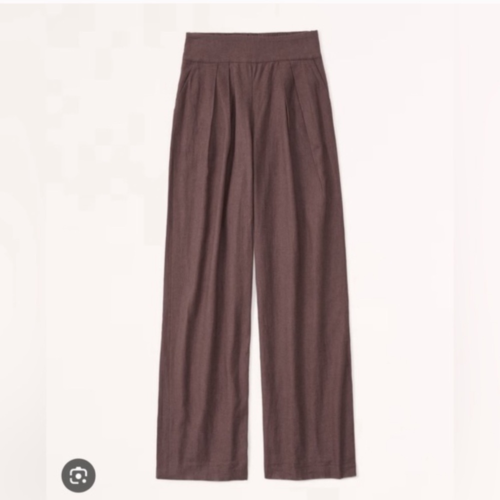 Abercrombie brown wide leg women linen blend pants.